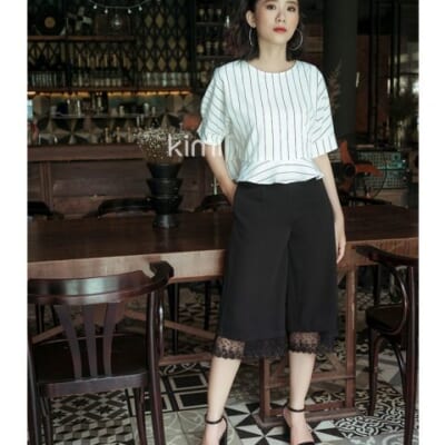 Quần Culottes Phối Chân Ren – QL180001
